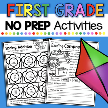 Preview of First Grade April Worksheets Activities Math Reading  Easter - Earth Day Grammar