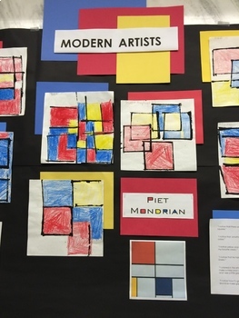 First Grade Art: Mondrian Squares by TBF Visual Arts | TpT