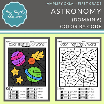 Preview of First Grade - Astronomy - Domain 6 - 'Skills Color by Code' - Amplify CKLA