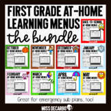 First Grade At-Home Learning Menus BUNDLE Distance Learning