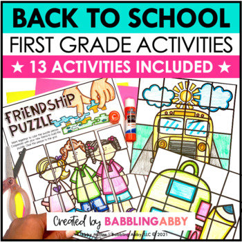 Preview of First Grade Back to School Activities First Week Beginning of the Year BUNDLE