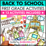 First Grade Back to School Activities & Bulletin Board for First Day of School