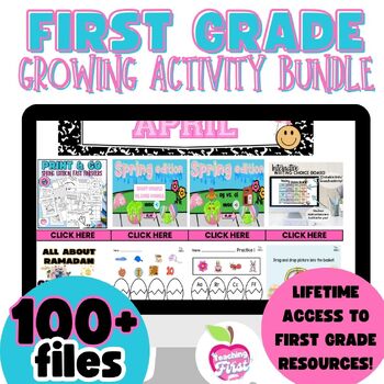Preview of First Grade Back to School Activity GROWING BUNDLE Printable and Digital