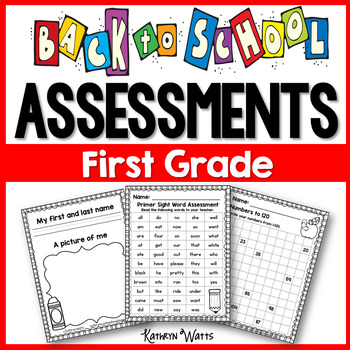 Preview of First Grade Back to School Assessments 