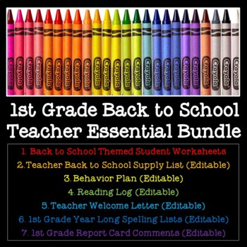 Preview of First Grade Back to School Teacher Essential Bundle (Editable)