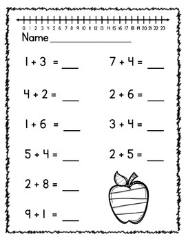 Preview of First Grade Beginning of Year Addition Worksheets
