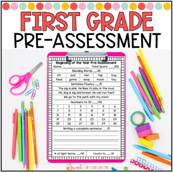 Preview of First Grade Beginning of the Year Pre Assessment