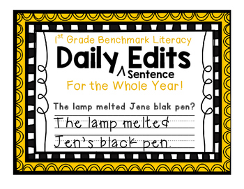 Preview of First Grade Benchmark Literacy Build Up Phonics Daily Sentence Edits