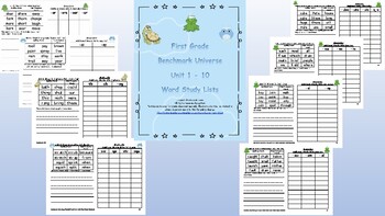 Preview of First Grade Benchmark Word Study / Spelling Word Lists, Units 1 – 10