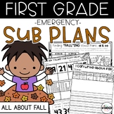 First Grade Fall Emergency Sub Plans | NO PREP November Su