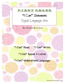 Preview of 1st Grade Common Core English Language Arts "I Can" Statements