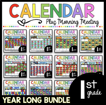 Preview of First Grade Calendar and Morning Meeting - April Weather - Google Slides SEL