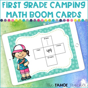 Preview of First Grade Camping Math Boom Cards | Digital Math Centers