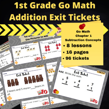 Preview of First Grade Chapter 1 Math Addition Exit Tickets - Aligned w/ 1st Grade Go Math
