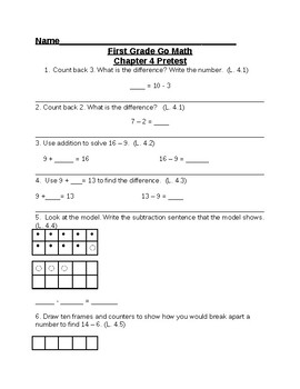 First Grade Chapter 4 Pretest by jennifer love | TpT