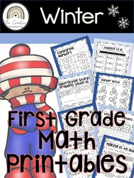 Preview of January No Prep Math | Winter Math Packet: First Grade | Standards Based