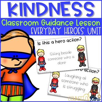 Preview of Superhero Kindness Classroom Guidance Lesson for Kindergarten and First Grade