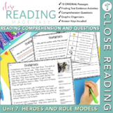 First Grade Close Reading Comprehension - Unit 7 Heroes an