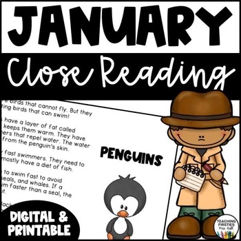 Preview of First Grade Close Reading For January - NO PREP!
