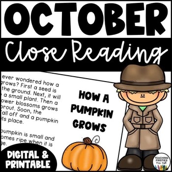 Preview of First Grade Close Reading for October - NO PREP!