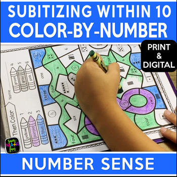 Preview of Color by Number Code Subitizing Number Sense Coloring Pages First Grade Practice