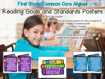 Preview of {First Grade Common Core Aligned} Book Themed Reading Goal Posters