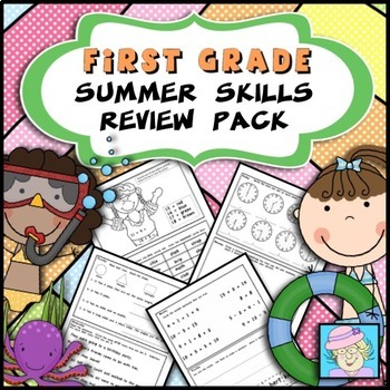 Preview of First Grade Summer Review Packet with Boom Cards
