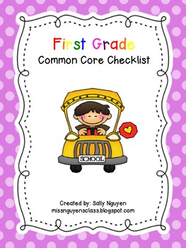 Preview of First Grade Common Core Checklist for Teachers