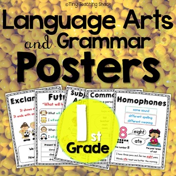 Preview of Grammar Anchor Charts w 1st Grade ELA Standards for Centers, ESOL, Notebooks etc