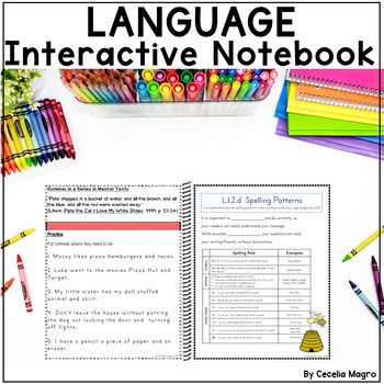 Preview of First Grade Common Core Language Standards Interactive Notebook