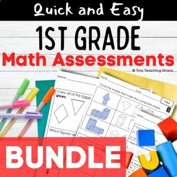 Preview of 1st Grade Math Assessments - Common Core Math No Prep Post or Pre Assessments