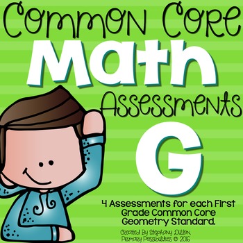 Preview of First Grade Common Core Math Assessments- Geometry 1.G.1, 1.G.2, 1.G.3