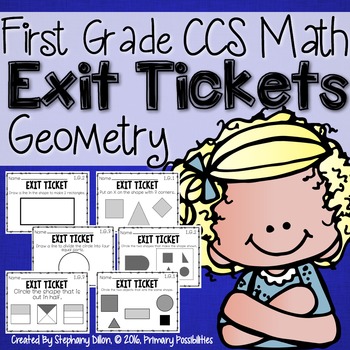 Preview of First Grade Common Core Math Exit Tickets- Geometry 1.G.1, 1.G.2, 1.G.3