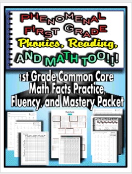 Preview of First Grade Common Core Math Facts Practice, Fluency, and Mastery Packet!