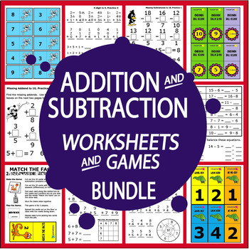 Preview of 1st & 2nd Grade Addition & Subtraction Activities, Worksheets, Math Games Center