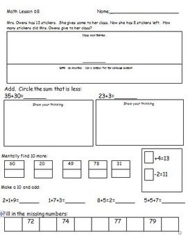 First Grade Mon Core Math Spiral Worksheets And