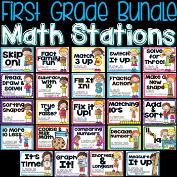 Preview of First Grade Common Core Math Stations for the Year!