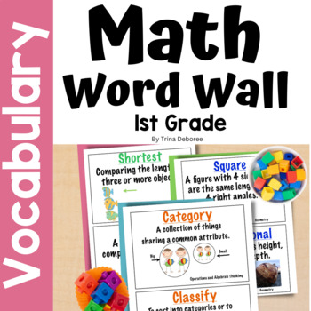 Preview of Math Word Wall, Math Vocabulary & Interactive Notebook Inserts for First Grade