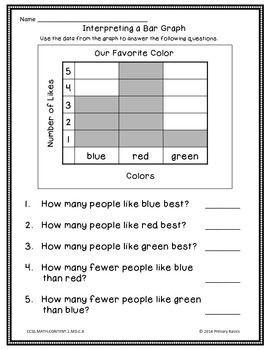 first grade common core math worksheets for representing