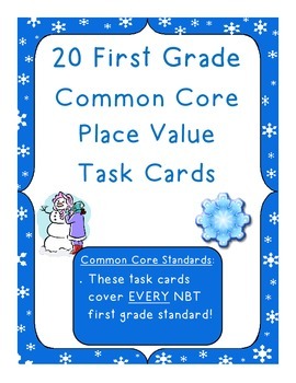 Preview of First Grade Common Core Winter Place Value Task Cards