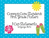 First Grade Common Core ELA Standards Posters-Tropical
