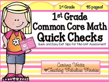 Preview of First Grade Common Core State Standard Math Quick Check Pack