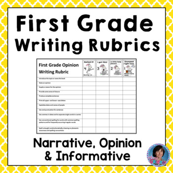 Preview of ✎ Editable First Grade Writing Rubrics for Opinion, Informative & Narrative