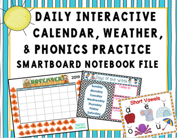 Preview of Smartboard Calendar, Weather, & Morning Meeting Interactive Notebook File