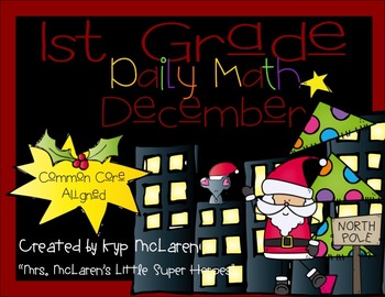 Preview of First Grade Daily Math December  NO PREP-Distance Learning (Common Core Aligned)