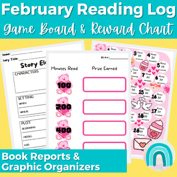 Preview of First Grade Daily Reading Log for February