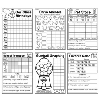 first grade data and graphing worksheets by my teaching