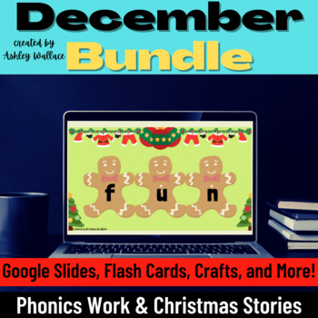 Preview of First Grade December Phonics, Reading, Writing, and Crafting BUNDLE