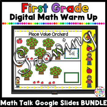 Preview of First Grade Digital Daily Math Warm Up For GOOGLE SLIDES YEARLONG BUNDLE