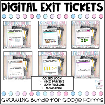 Preview of First Grade Digital Exit Tickets GROWING Bundle